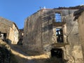 Ruined house in abandoned village of Esco, Spain