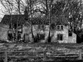 Ruined house,black and white Royalty Free Stock Photo