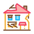 Ruined house icon vector outline illustration