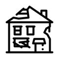 Ruined house icon vector outline illustration