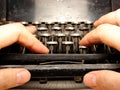 Ruined keyboard with hands Royalty Free Stock Photo