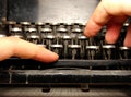 Ruined keyboard with hands Royalty Free Stock Photo