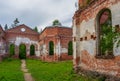 Ruined Lutheran church in Lahdenpohja, Karelia, Russia. Destroyed protestant temple in summer day. Architectural landmark in