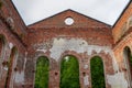 Ruined Lutheran church in Lahdenpohja, Karelia, Russia. Destroyed protestant temple in summer day. Architectural landmark in