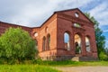 Ruined Lutheran church in Lahdenpohja, Karelia, Russia. Destroyed protestant temple in summer day. Architectural landmark in