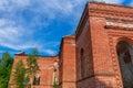 Ruined Lutheran church in Lahdenpohja, Karelia, Russia. Destroyed protestant temple in summer day. Architectural landmark in