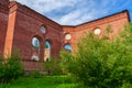 Ruined Lutheran church in Lahdenpohja, Karelia, Russia. Destroyed protestant temple in summer day. Architectural landmark in