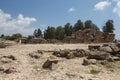 Ruined medieval fortress Saranta Kolones, Paphos, Cyprus Royalty Free Stock Photo