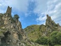 Ruined military towers Vovnushki in Ingushetia, Russia Royalty Free Stock Photo