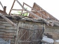 The ruined old barn. Abandoned farm Royalty Free Stock Photo