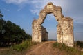 Fragments and remains of the walls of an ancient building subject to destruction under the influence of natural and other factors