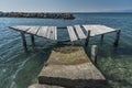 Ruined pier Kato Katelios beach Kefalonia. Royalty Free Stock Photo