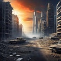 ruined skyscaper apocalyptic isolated Royalty Free Stock Photo