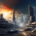 ruined skyscaper apocalyptic isolated Royalty Free Stock Photo