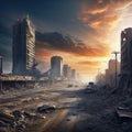 ruined skyscaper apocalyptic isolated Royalty Free Stock Photo