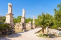 Ruined statues on the ancient Greek Agora, Athens, Greece