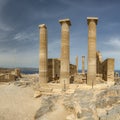 Rhodes Acropolis of Lindos Temple of Athena Ruins Fish Eye Royalty Free Stock Photo