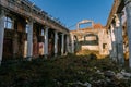 Ruined theater. Consequences of disaster, explosion, bombing, war or demolition Royalty Free Stock Photo