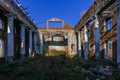 Ruined theater. Consequences of disaster, explosion, bombing, war or demolition Royalty Free Stock Photo