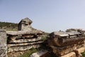 Ruined tomb in Necropolis of ancient city Hierapolis, Pamukkale, Turkey Royalty Free Stock Photo