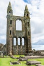 Ruined twin towers of the east gable at St Andrews Cathedral in St Andrews, Scotland