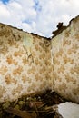 Ruined walls and wallpaper pattern Royalty Free Stock Photo