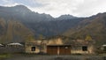 Ruined warehouse building in the georgian mountains Royalty Free Stock Photo