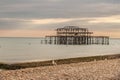 Ruined West Pier in Brighton, England  West Pier Brighton UK Royalty Free Stock Photo