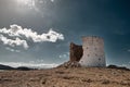 Ruined windmills overlooking Bodrum in Turkey.