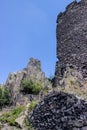 Ruines of hazmburk castle, view on ruines walls