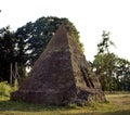 Ancient Ruins of stone wall  pyramid with two windows Royalty Free Stock Photo