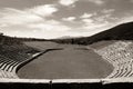 Ruines of stadium in the city of Ancient Messina, Peloponnes, Greece Royalty Free Stock Photo