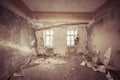 Ruinous empty room with old wallpapers Royalty Free Stock Photo