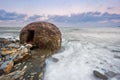 Ruins of abandoned bunker on Azkorri beach