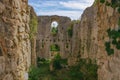 The ruins of the abandoned castle Rocca di Piediluco on the hi