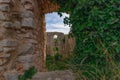 The ruins of the abandoned castle Rocca di Piediluco on the hi