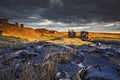 Ruins of Abandoned Quarry at Sunset in Shropshire Royalty Free Stock Photo