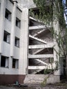 Ruins of an abandoned residential block in Pripyat city, Chernobyl