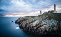 The ruins of the abbey of Saint-Mathieu and the lighthouse in France