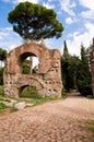 Ruins from Acquedotto Claudio and stone street in Palatine Hill Royalty Free Stock Photo