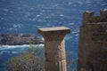 Ruins of Acropolis of Lindos, ancient architecture of Rhodes. Dodecanese Islands, Greek Islands, Greece