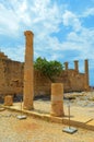 Ruins of the Acropolis in Lindos on Rhodes island, Greece Royalty Free Stock Photo