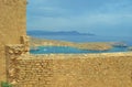 Ruins of the Acropolis in Lindos on Rhodes island, Greece Royalty Free Stock Photo