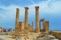 Ruins of the Acropolis in Lindos on Rhodes island, Greece Royalty Free Stock Photo