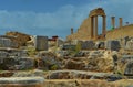 Ruins of the Acropolis in Lindos on Rhodes island, Greece Royalty Free Stock Photo