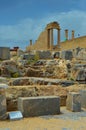 Ruins of the Acropolis in Lindos on Rhodes island, Greece Royalty Free Stock Photo