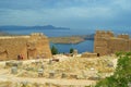 Ruins of the Acropolis in Lindos on Rhodes island, Greece Royalty Free Stock Photo