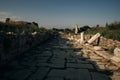 Ruins of agora, ancient city in Side in a beautiful summer day, Antalya, Turkey