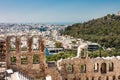 Ruins of the ancient Acropolis and view of Athens city