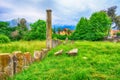 Ruins of ancient Agora in Thassos, Limenas, Greece